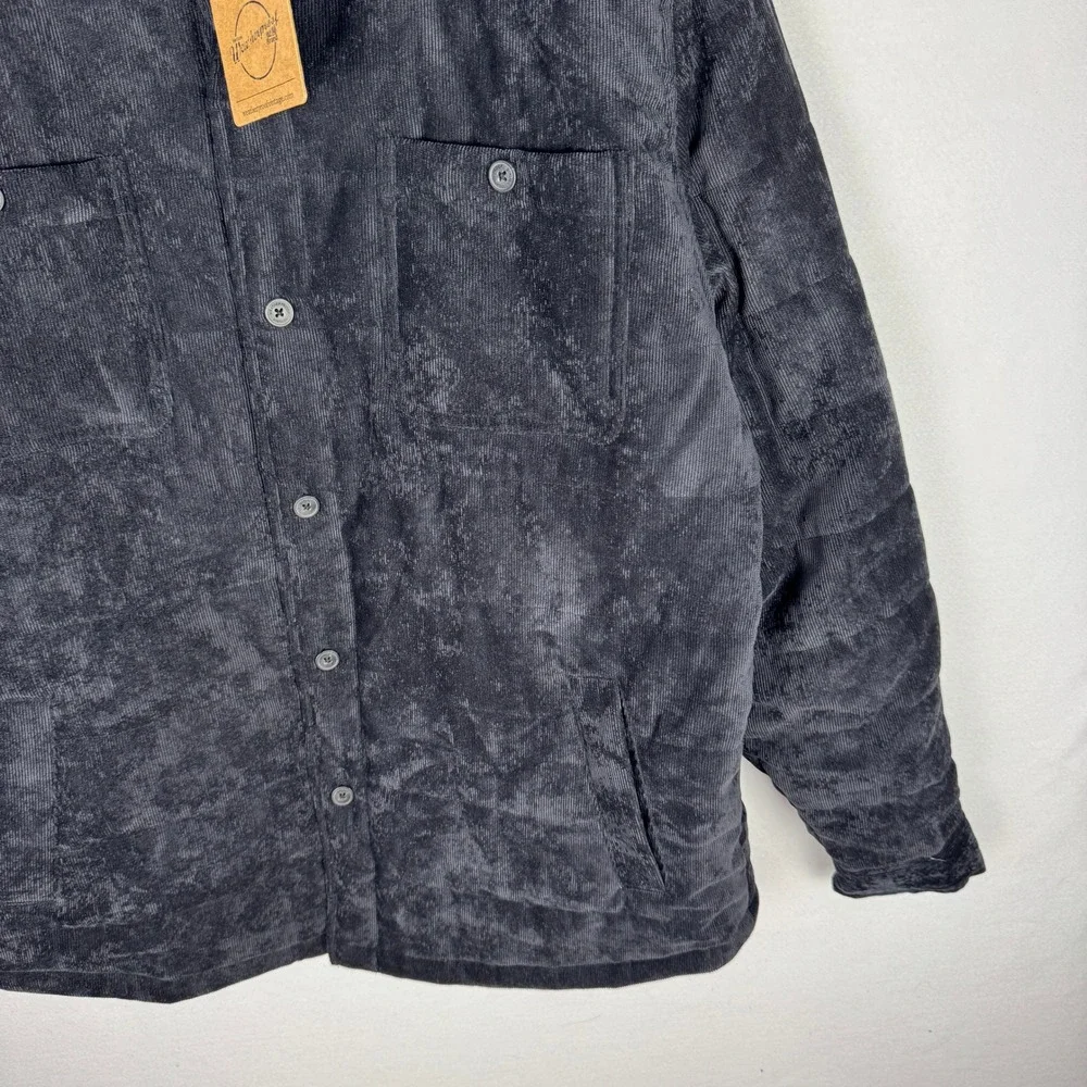 Weatherproof Vintage Mens Black Corduroy Button-Front Quilted Jacket‎ Large NWT